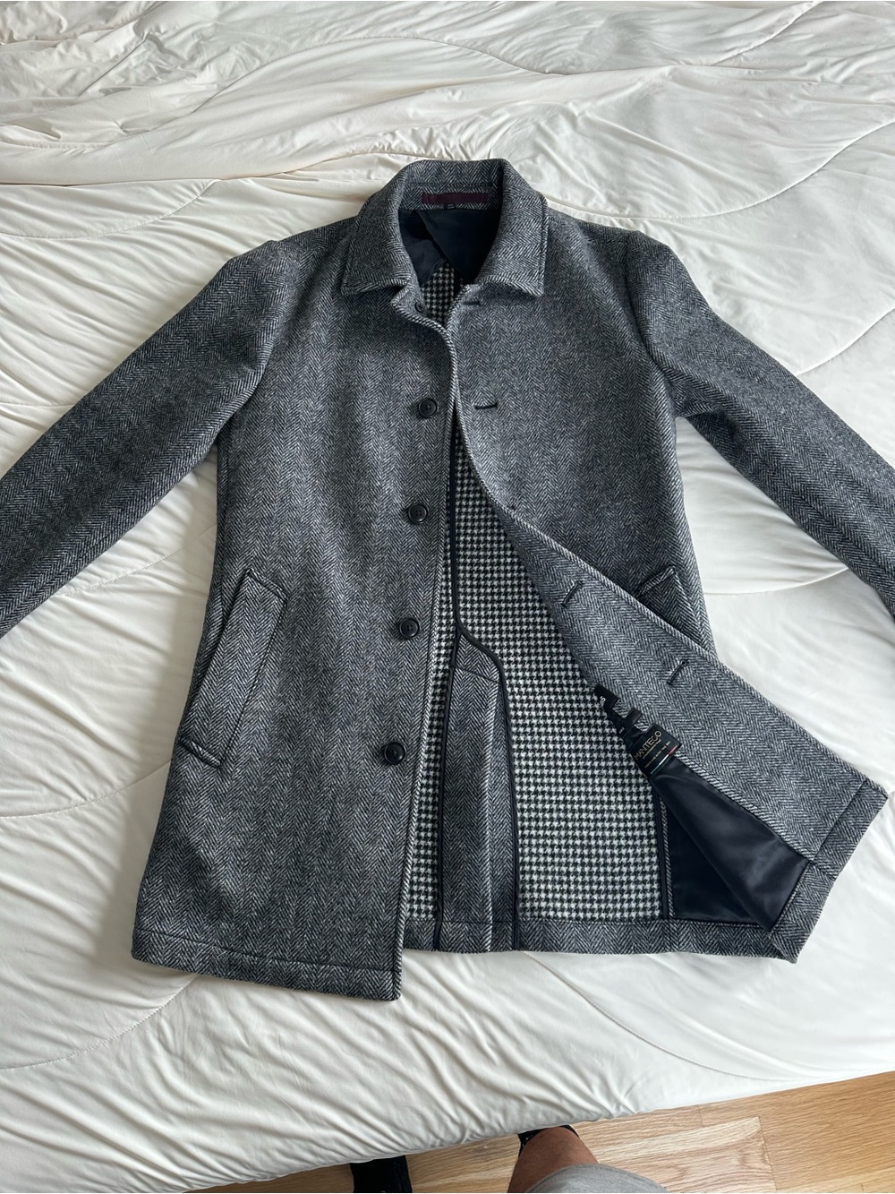 Bonobos Grey Herringbone Wool-Blend Sport Coat